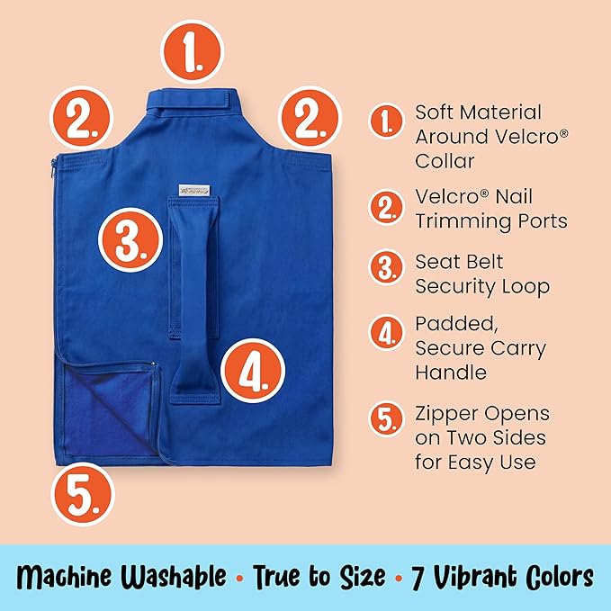 Cat-in-the-Bag Cozy Comfort Carrier - Small Cobalt Blue Cat Carrier Soft for Grooming, Vet Visits, Medication Administration, Dental Care, Nail Trimming, and Car Travel