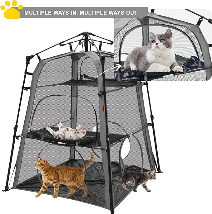 Cat Tower Tent,Outdoor Patio Cat Enclosures with Breathable Mesh,Indoor Playpen Portable Exercise Tent