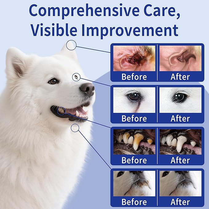 Cleaning Finger Wipes for Dogs and Cats, 4 in 1 Pet Finger Wipes, Cleaning, Soothing, Decodorizing Teeth, Ears, Eyes, Chin, Removes Dirt and Odors, Non Irritating, 50 Pcs (2 Count)
