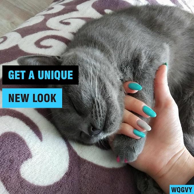 15 Colors | 150 pcs Cat Nail Caps | Cat Claw Covers Tips with Adhesives and Applicators (S)