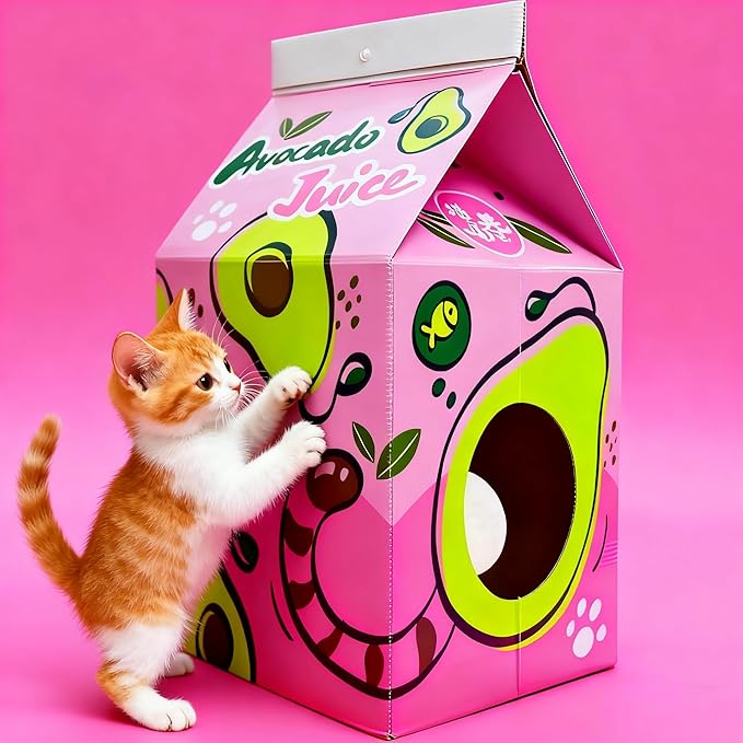 Avocado-Patterned Cat House,Modern Design Cat Bed,Trendy Cat Scratcher,Hiding Box