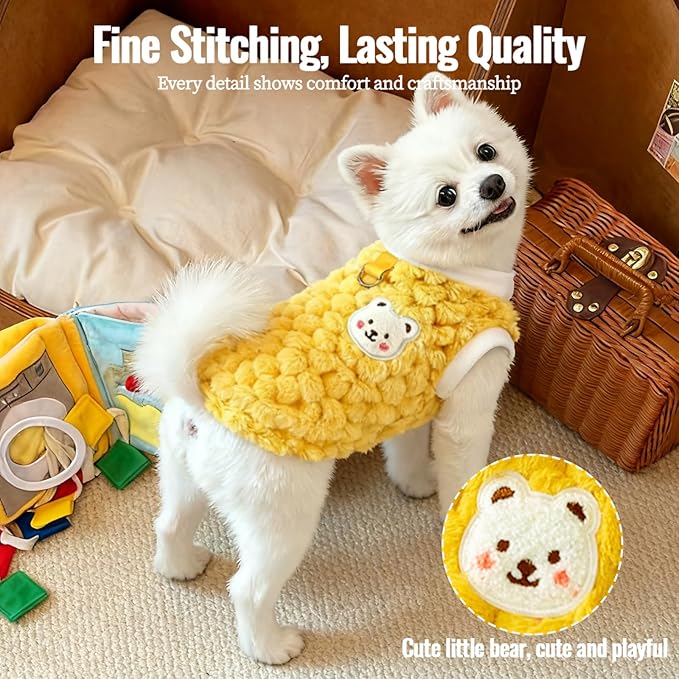 Dog Sweater for Small Dogs Puppy Cats Winter Warm Soft Pet Clothes Pullover Cute Extra Small Dog Apparel, Cat Sweaters for Cats Only Fit Chihuahua Yorkie(Yellow, XXL)