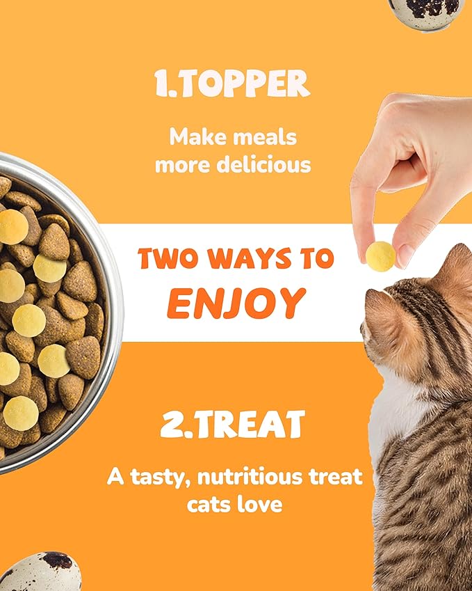 PAWUP Freeze Dried Cat & Dog Treats, Natural Quail Egg Yolk, Single Ingredient, High-Protein Pet Snacks for Skin & Coat Health, No Artificial Additives, 9.2 oz