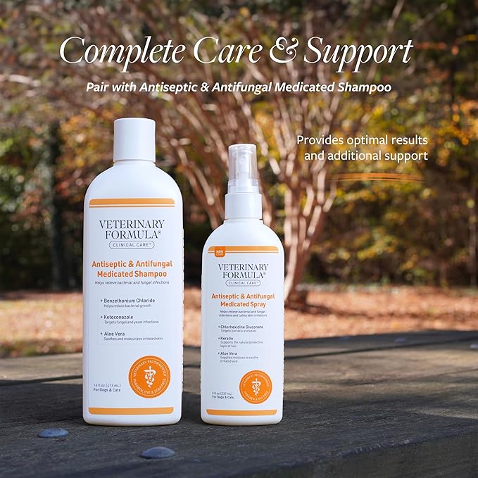 Veterinary Formula Clinical Care Antiseptic and Antifungal Medicated Spray for Dogs & Cats, 8 Fl Oz (1 Pack)
