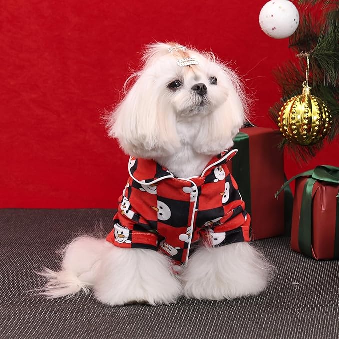 CuteBone Two-Leg Velvet Pet Christmas Pajamas Girl Dog Clothes - Soft, Cozy, and Stretchy Boy Pjs for Small, Medium Dogs and Cats Winter Sleepwear Apparel LTP14XL