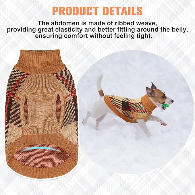 BEAUTYZOO Knitted Pullover Dog Sweater for Small Medium Dogs Puppy Girls Boys,Turtleneck Dog Clothes Cat Sweater, Fall/Winter Warm Soft Apparel,Cold Weather Knitwear with Leash Hole,Chihuahuas,Yorkie