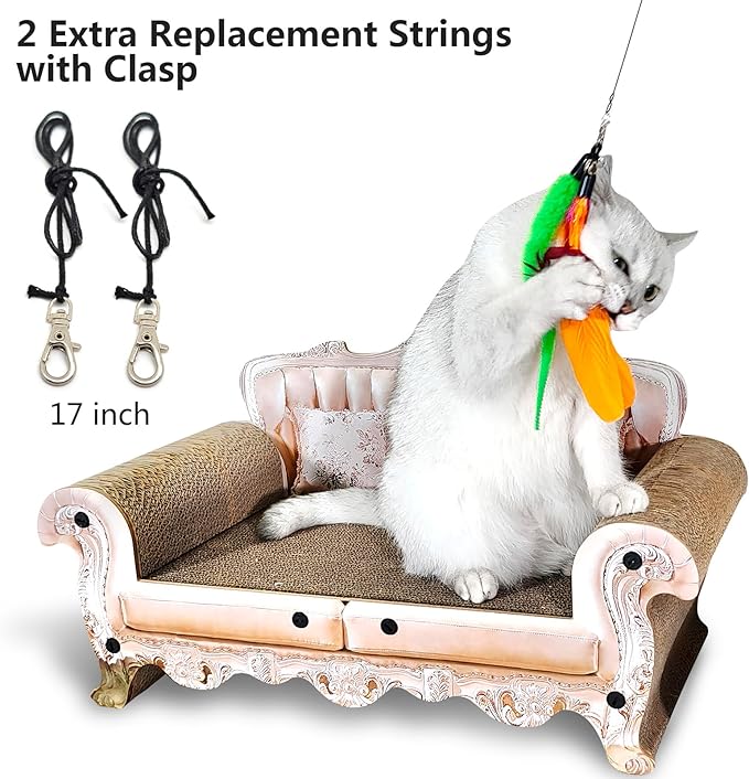 miwoowim Interactive Cat Wand Toy Set – 2 Retractable Wands (37" & 49") with 11 Refills Attachments – Feather Toys, Plush Bird, Worms, Insect & Swallow – Cat Teaser Toys for Indoor Cats & Kittens