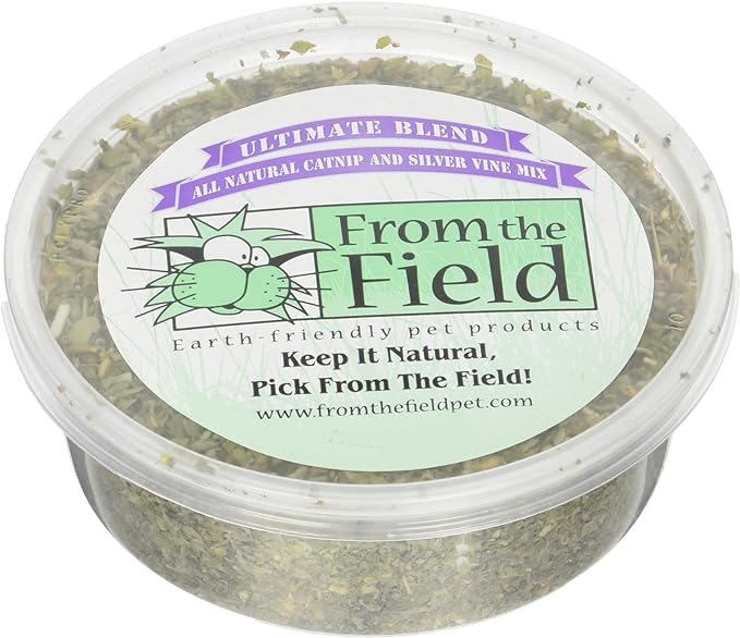 from The Field | Ultimate Blend Catnip & Silver Vine | Premium USA-Grown Catnip for Toys & Playtime | Fresh, Potent, Non-Toxic, Eco-Friendly | Safe for Kittens & Cats | Resealable 1 Oz Tub
