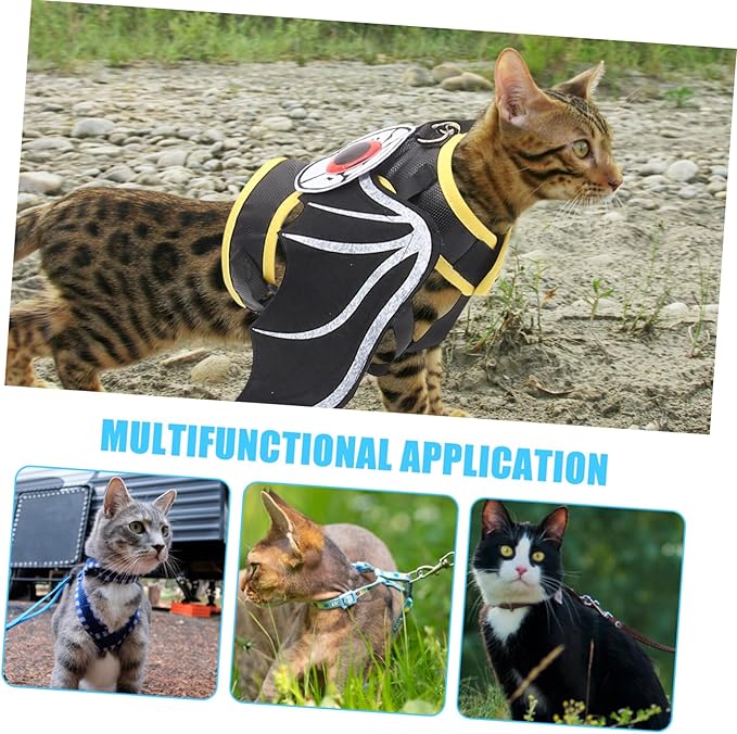 Kisangel 1set Cat and Leash Bat Style Pet Vest Leash Lightweight and Comfortable for Walking and Training Cats
