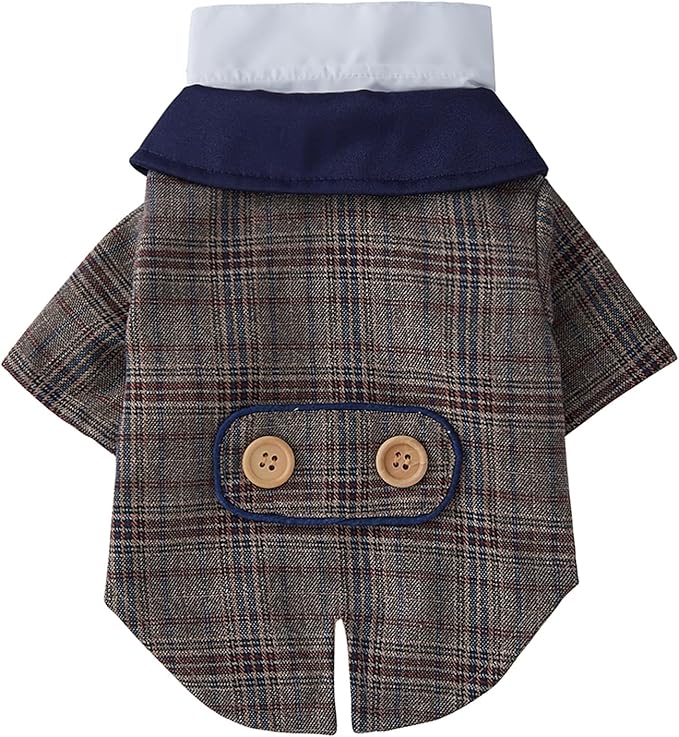 GabeFish Pets Wedding Jackets Suit for Dogs with Bow Tie Puppy Cat Formal Clothes Shirt Tuxedo (Brown, XL (Chest 18.8in/48cm))