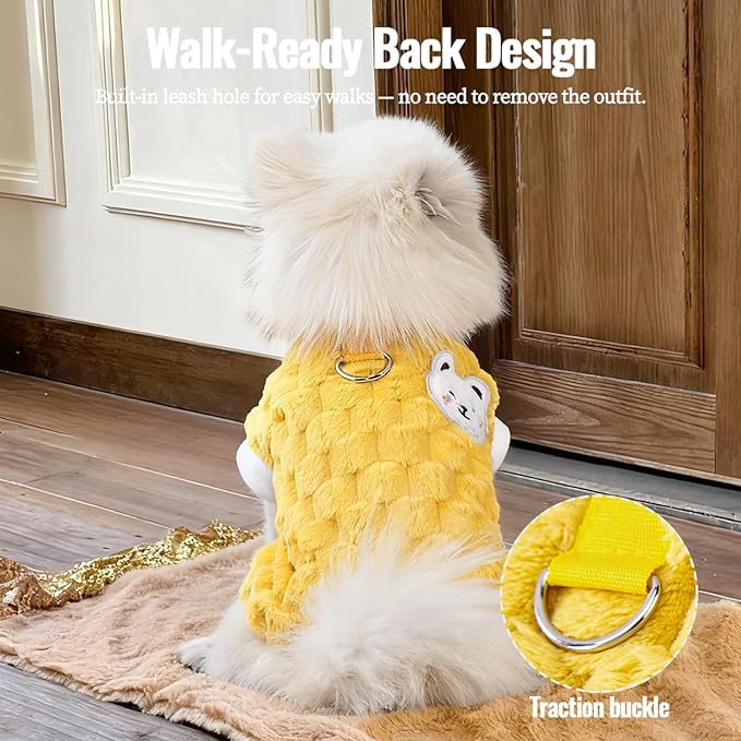 Dog Sweater for Small Dogs Puppy Cats Winter Warm Soft Pet Clothes Pullover Cute Extra Small Dog Apparel, Cat Sweaters for Cats Only Fit Chihuahua Yorkie(Yellow, M)