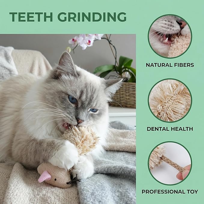 Ciieeo 6pcs Plush Mouse Toys for Cats, Interactive Stuffed Cat Toy Mice for Indoor Play and Teething, Assorted Colors