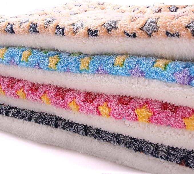 FJWYSANGU Fluffy Pet Cat Blanket Soft Coral Velvet Pet Puppy Cushion Mat Warm Cover Soft Pad Mat(Star V2/Dark Blue,Small)