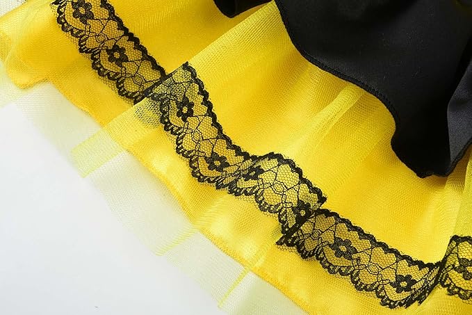 Relibeauty Dog Bee Costume, Cute Cat Bumblebee Dress with Headband and Wings for Halloween Themed Party, Yellow, XS