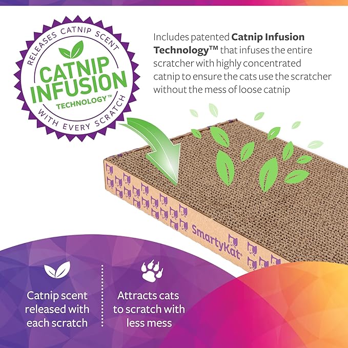 SmartyKat Scratch Up Corrugated Hanging Cat Scratcher, Catnip Infusion Technology - Brown, Single Wide (Pack of 6)