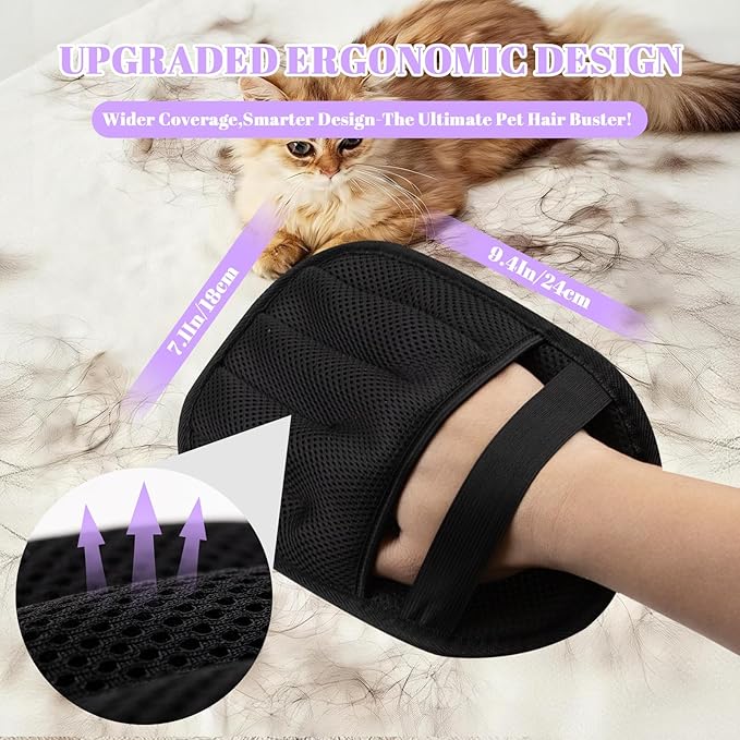 Pet Hair Removal Glove for Dogs & Cats,Cat Brush,Reusable Electrostatic Pet Hair Remover Tool for Clothing, Couch, Carpet, Car Seat, Dog Hair Remover, Cat Hair Remover, Pet Hair Remover for Laundry