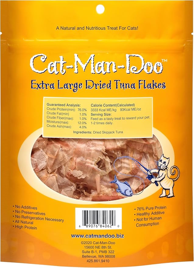 Cat-Man-Doo | Bonito - 1 oz. (3-Pack) | Bonito Fish Flakes for Cat & Dog Treats | Healthy, Single Ingredient, Treat or Food Topper, High Protein