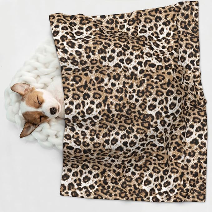 Pet Blanket,Warming Ultra Soft Warming Mat for Indoor Pet Beds & Furniture Reversible Blanket Machine Washable 27.6 * 19.7Inch,Leopard Print