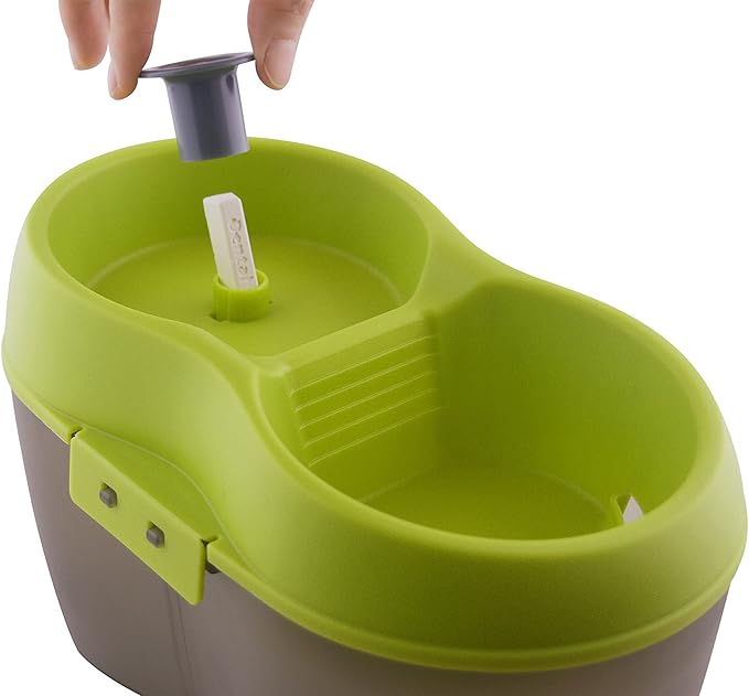 Cat H2O Filtered Cat Water Fountain 67 fl. oz/2.1 Quart with Filter & Dental Care Tablet, Lime Green/Translucent Black