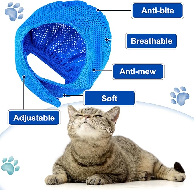 9 Pcs Cat Bathing Bag Set Cat Shower Bag Anti Bite and Scratch for Pet Grooming Washing Brush Comb Muzzle Nail Clipper Nail File Tick Tool (Navy Blue)