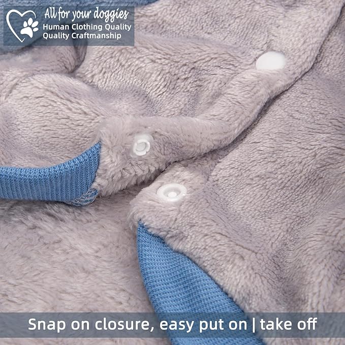 FabriCastle Dog Hoodie Sweater for Small Dogs Boy and Girl, Dog Clothes S XS XXS Puppy Sweatshirt, Pet Outfit, Cat Clothing Super Soft Warm Snap On Closure (Lightgrey-Blue, XX-Small)