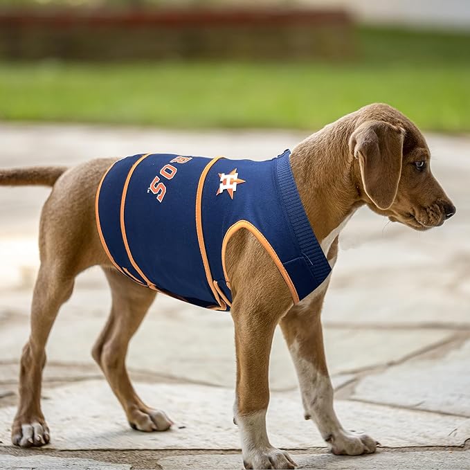 MLB Houston Astros Dog Anxiety Shirt Calming Soothing Vest, for Dogs & Cats with Anxiety, Fears, Fireworks, Loud Noises, Dark, Lonely Keeps Dogs Calm & Feeling Safe, Relaxing Jacket, Large