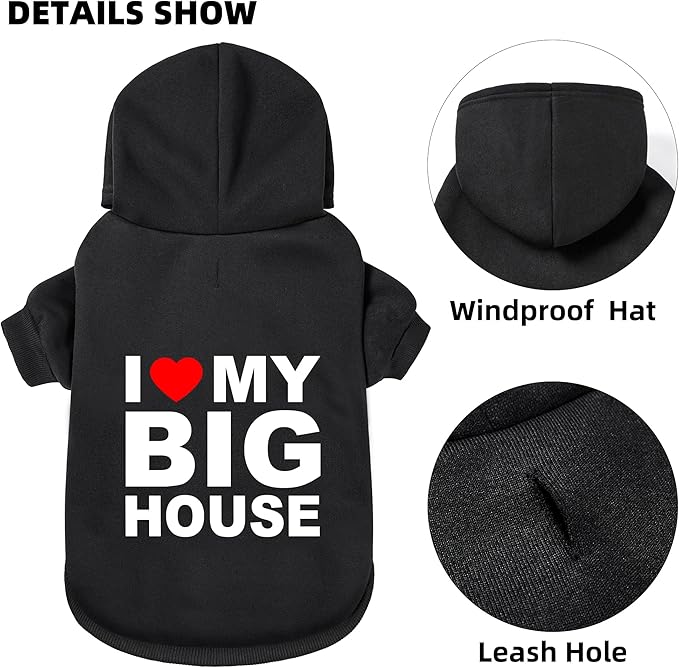 Dog Sweater Dog Hoodie Cold Weather Coat Hooded Sweatshirt for Puppies,Cats, Small Medium Large Dogs (Black(House), X-Large)