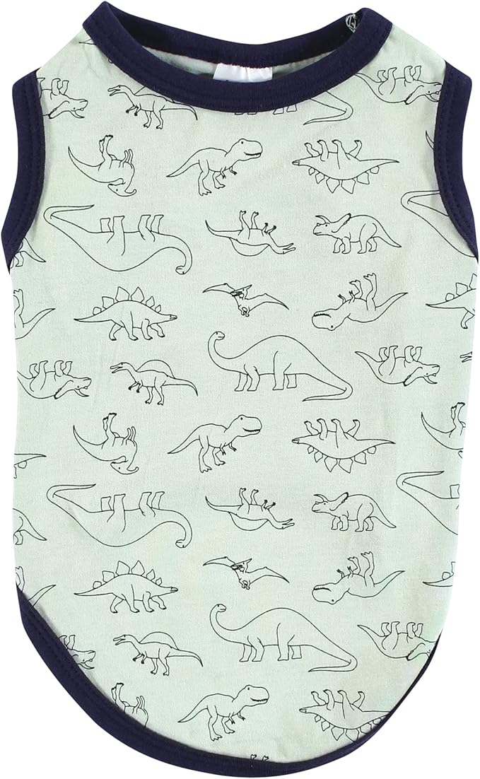 Luvable Friends Dog Pet Dog and Cats Cotton T-Shirts 2pk, Dino Space, X-Small