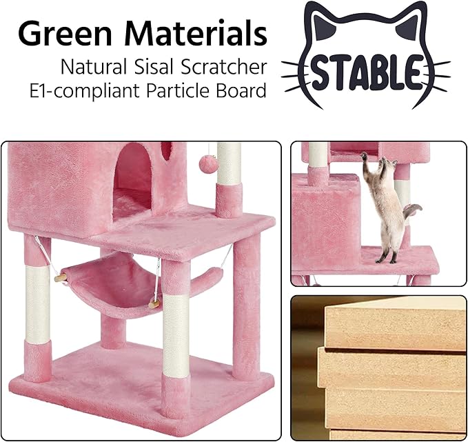 Topeakmart Multi-Level Cat Tree, Large Cat Tower with Condos Platform Perch Hammock Scratching Posts Plush Cat House
