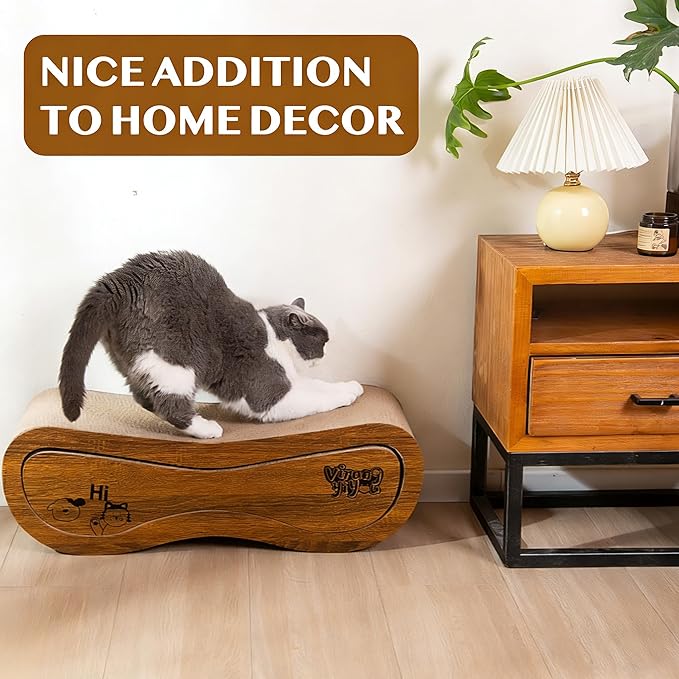 Cat Scratcher, 2 In 1 Cat Scratch Board for Scraching & Napping, Cat Scratchers for Indoor Cats Scratching Pad Couch Lounger Cardboard as Cat Bed & Furniture Protector from Cat Claws, Large 27.44 Inch