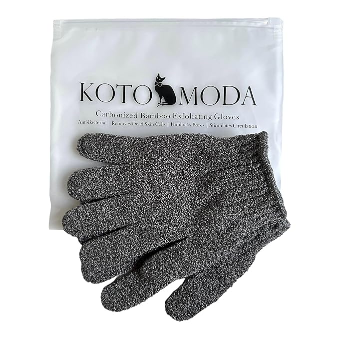 Sphynx Cat Bath Glove, Carbonized Bamboo Charcoal Exfoliating Mitt for Hairless Cats, Gentle Pet Grooming Bath Scrub for Peterbald and Donskoy (1 Pair)