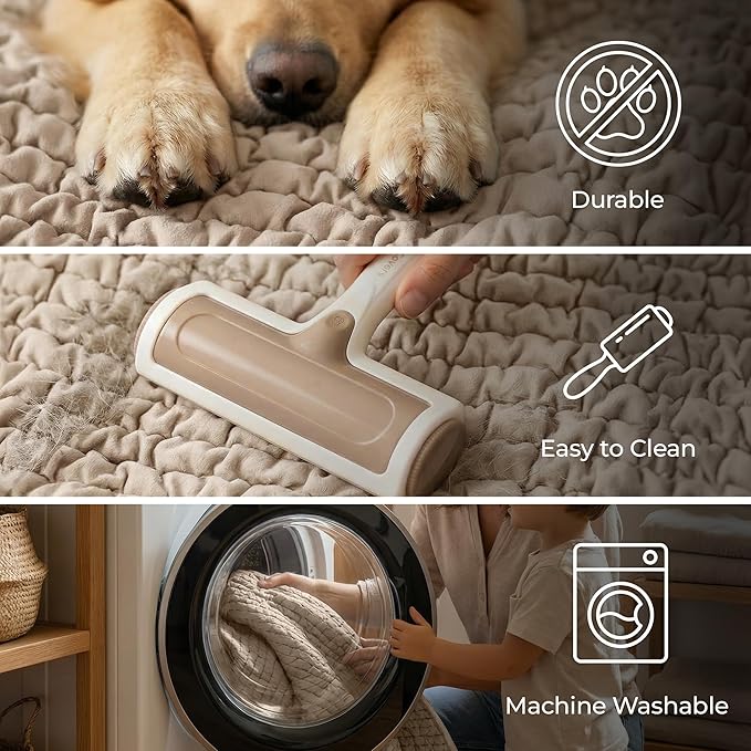 PAULATO BY GA.I.CO. Waterproof Blanket – 24x86” Changing Absorbent Pad for Incontinence – Machine Washable Stain-Resistant Protector for Couch Sofa or Bed – Reusable Waterproof Cover - Macadamia