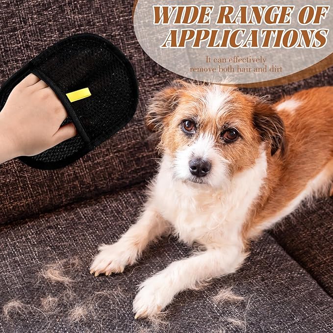 DAMAH Electrostatic Pet Hair Removal Gloves for Cats & Dogs, Reusable Washable Double Sided Grooming Gloves for Couch, Furniture, Carpet, Car Seat, Home Travel