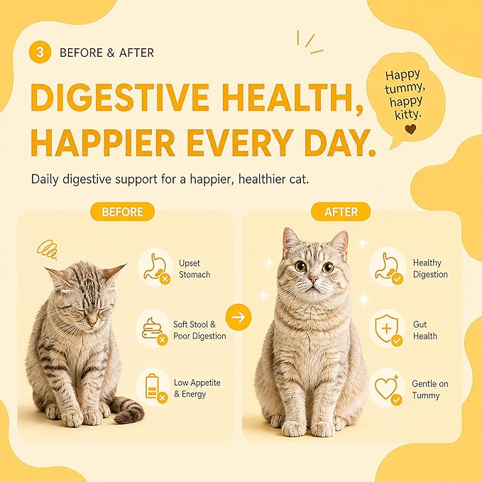 PAWLI Digestive Health Lickable Cat Treats, Squeeze Cat Treats for Sensitive Stomach & Gut Health, Cat Treats for Digestion Support, Grain-Free, 7 Count (3.5 oz Total)