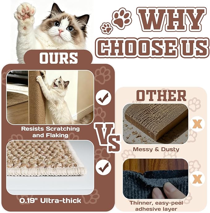 Door & Wall Corner Cat Scratcher, 19.68x7.8 Inch Scratch Pad for Cats, Corner Scratchers for Indoor Cats