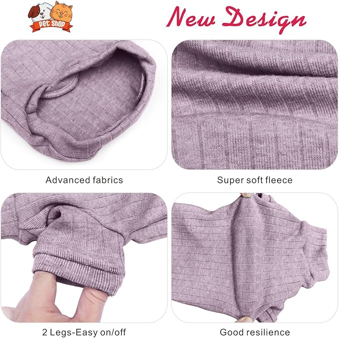 Idepet Sphynx Hairless Cats Sweater Shirt Kitten Soft Puppy Clothes Pullover Cute Cat Pajamas Jumpsuit Cotton Apparel Pet Winter Turtleneck for Cats and Teacup Chihuahua Small Dogs(Purple,S)