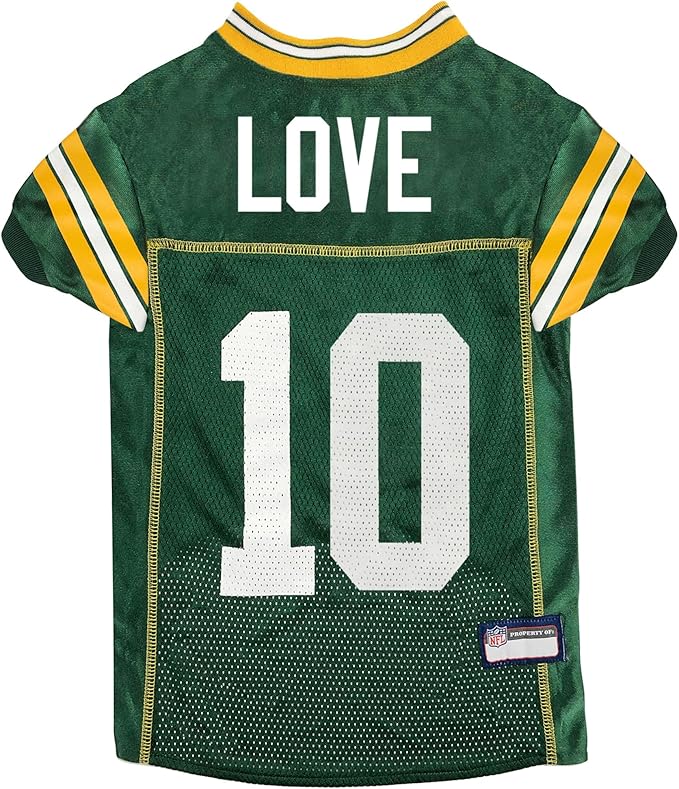 NFLPA Jordan Love PET Jersey, NFL Dog Shirt, Size Large, Green Bay Packers Mesh Jersey for Dogs