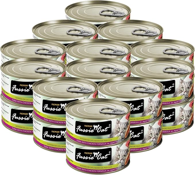 Fussie Cat Premium Tuna with Chicken in Aspic Grain-Free Wet Cat Food - 2.82oz Cans - Case of 24 Cans (Tuna with Chicken in Aspic)