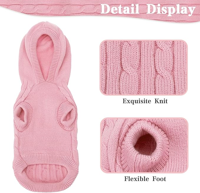 PUPTECK Winter Dog Cat Sweater Coat - Soft Cold Weather Clothes Knitwear for Kitties & Small Dogs Indoor Outdoor Walking Warm, Knitted Classic for Doggies Kitties Girls Boys, Pink S