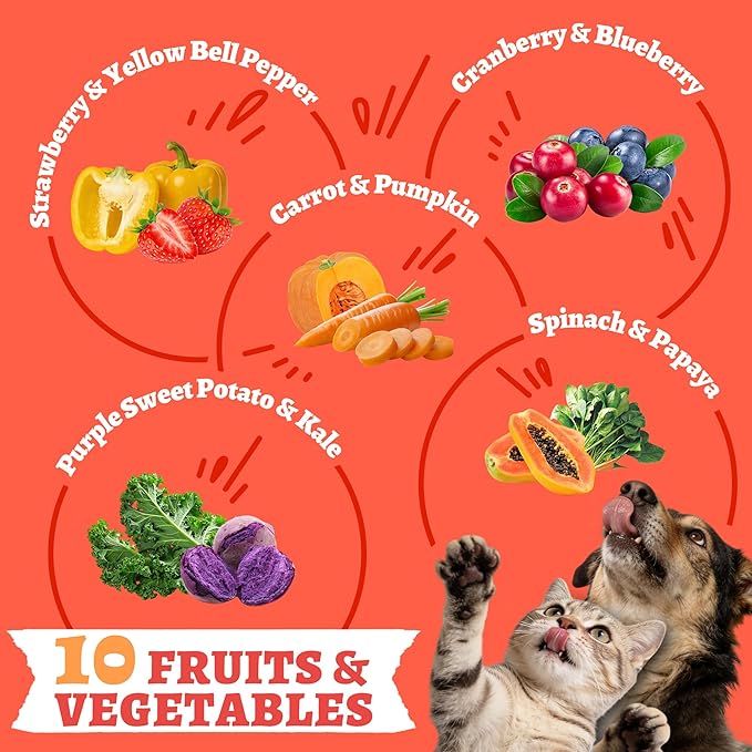 Wellix Freeze-Dried Treats for Dogs and Cats - Chicken&Vegetables Flavor 4.23oz, Healthy Cat Treats, Freeze Dried Cat Treats Rich in Pumpkin, Cranberry - High-Protein Food Topper for Gut Health