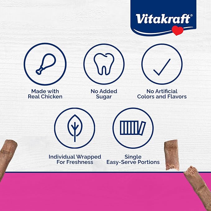 Vitakraft PurrSticks Meaty Cat Sticks - Chicken - Segmented and Breakable Meatstick - Deliciously Tender, 6 Count (Pack of 1)