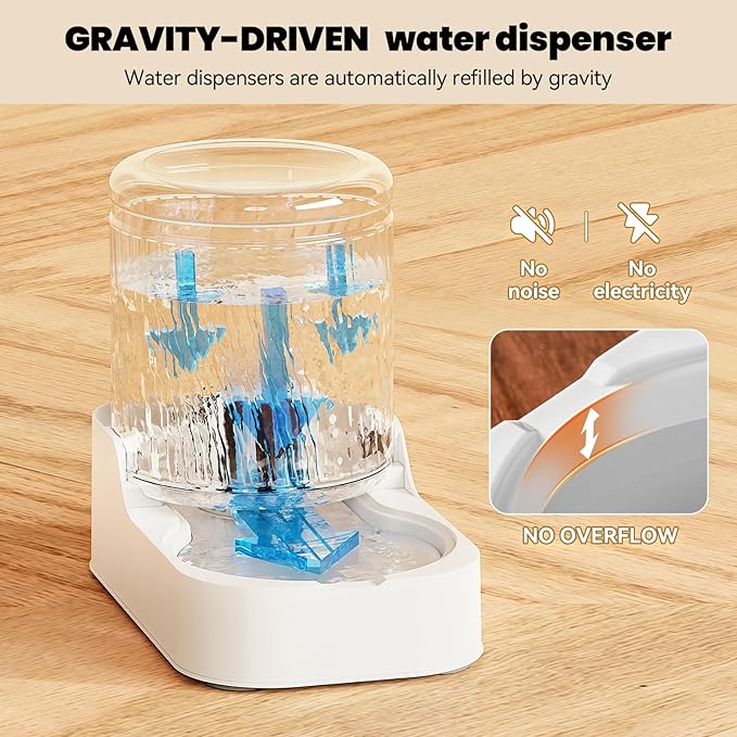 JUNSPOW Automatic Cat Feeder Dog Water Bowl Dispenser Set, Adjustable Food Dispensing & Keep Food Dry, Auto Pet Feeder and Waterer for Cats and Dogs (Bowl not Included)