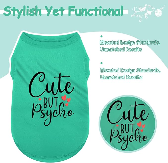 Expressive Polyester Dog Shirt Vest: Soft and Lightweight Puppy Shirt for Small and Medium Dogs, Featuring the Playful 'Cute but Psycho' Slogan Print Shirts Tank Top Yellow XL