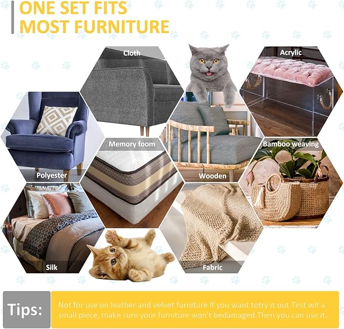 XMZCYMyo Anti Cat Scratch Furniture Protectors, 11PCS Cat Scratch Deterrent Tape, Couch Corner Protectors for Cats, Double Sided Sofa Anti Scratching Sticky Tape