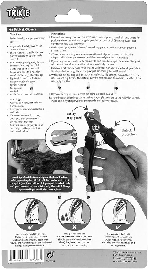 TRIXIE Pet Grooming Nail Clippers, for Medium and Large Size Dogs, 6" (16cm)