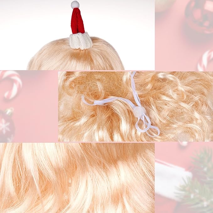Christmas Dog Cat Pet Wig for Small Medium Large Dog Cosplay Costumes (Gold)