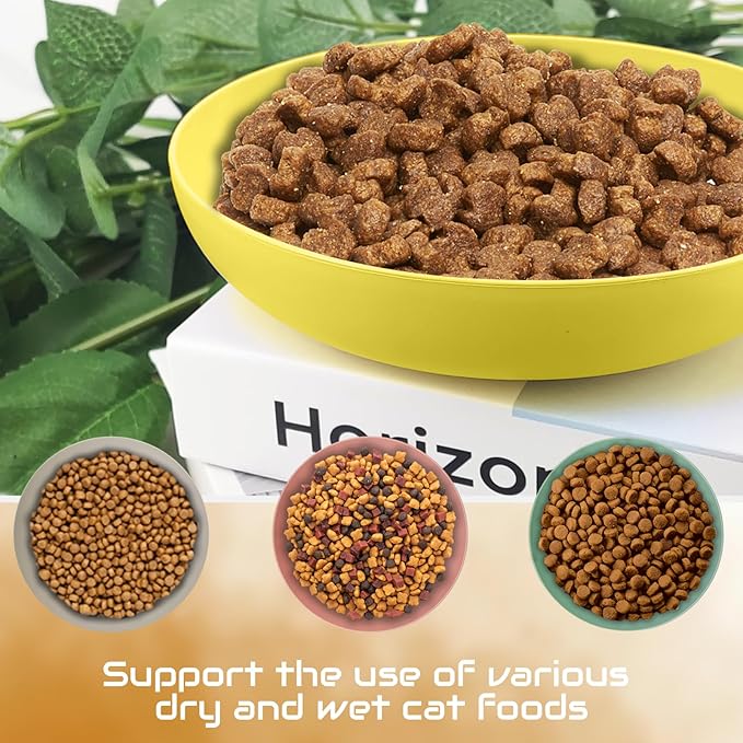 10 Pcs Cat Food Bowls for Whisker Fatigue Relief, 5.7 Inch Cat Dishes for Food and Water, Wheat Straw Kitten Bowls for Indoor Cats, Wide Shallow Small Pet Dishes Plates