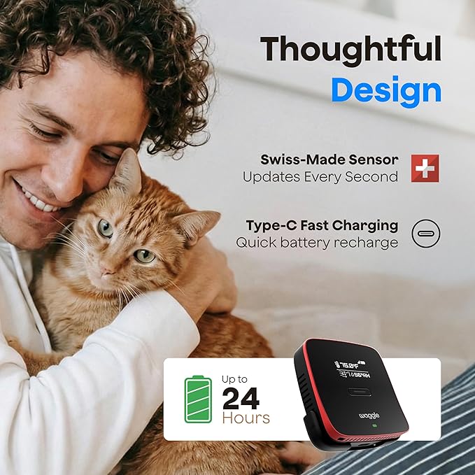 Waggle 4G Pet Temperature Monitor with GPS & AQI - No WiFi Needed - Real Time App, SMS & Email Alerts - RV, Car & Home Safety Device - Power Outage Alerts - Subscription Required