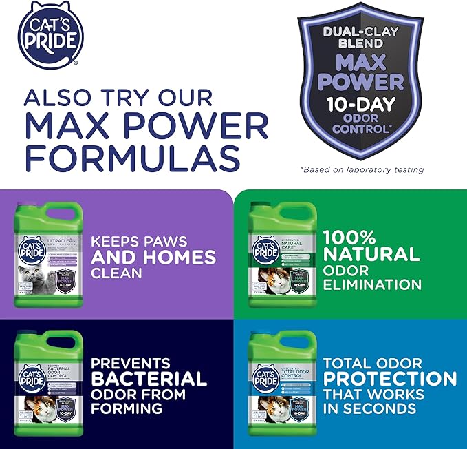 Cat's Pride NEW Antibacterial Cat Litter: Destroys 99.9% of Odor-Causing Bacteria - Powerful Odor Control - Premium Lightweight Clumping Litter - Scented, 18 Pounds
