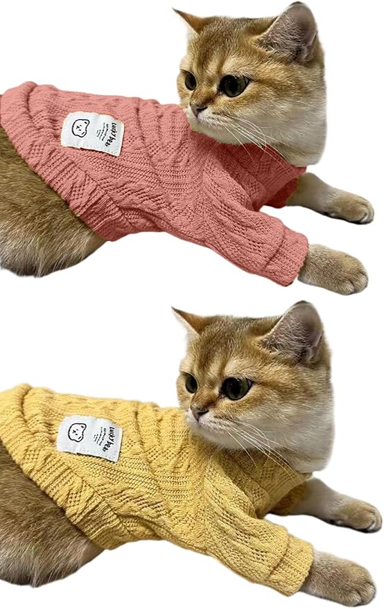 Kitten Clothes, Dog Cat Sweaters Pet Puppy Knitwear Costume Fall Winter Coat for Small Medium Cats Dog Girl Boy Fit 2.2-23lb